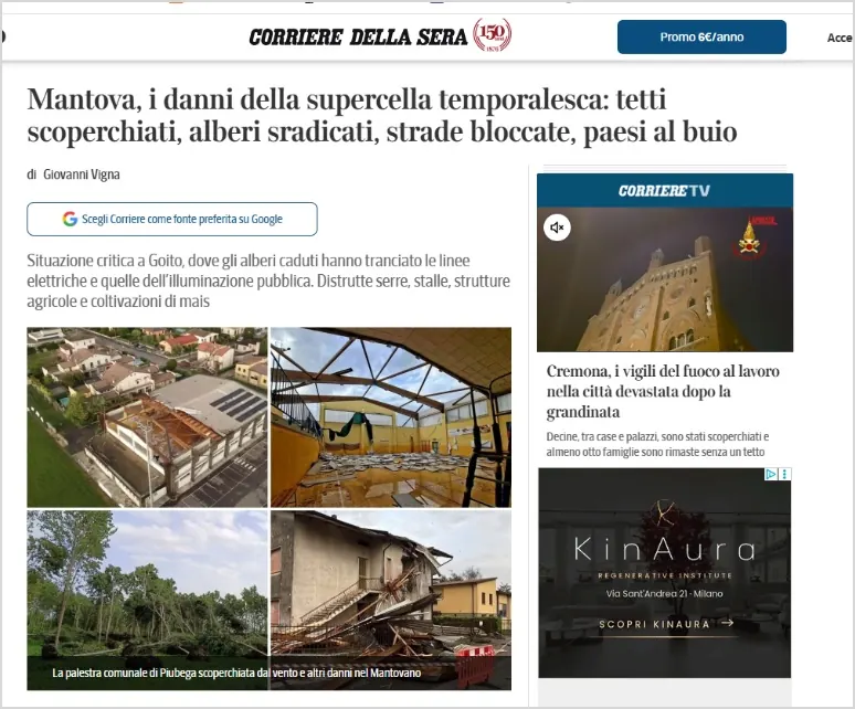 Rassegna stampa su eventi meteorologici